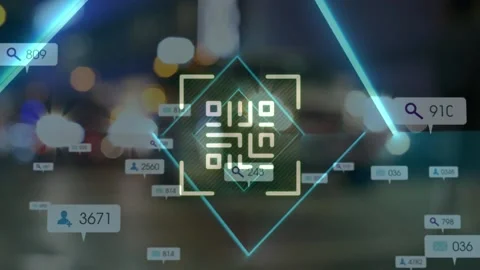 Animation of qr code over social media i... | Stock Video | Pond5