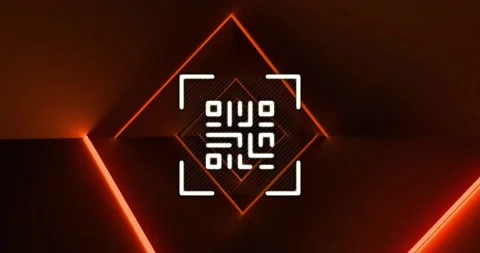 Animation of qr code scanner over neon light trails in seamless pattern against Stock Footage 221007909