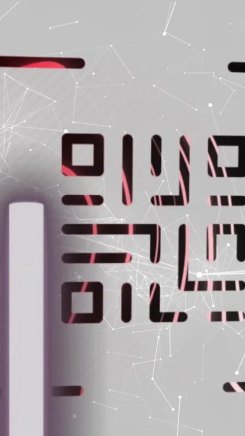 Animation of qr code scanning over network of connections Stock Footage 343079402