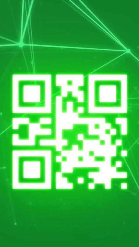 Animation of qr code with white network of connections on green background Stock Footage 323682049
