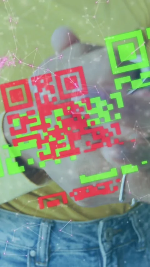 Animation of qr code with woman washing hands in an office Stock Footage 323682303