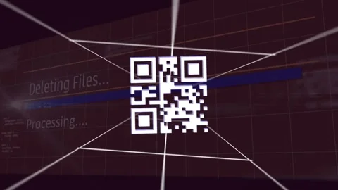 Animation of qr codes between lines over texts and computer language against 動画素材 246533399