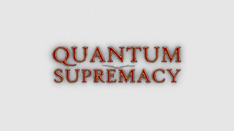 Animation Quantum Supremacy glow red spark neon lightning text animation Stock Footage 317819277