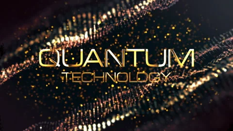 Animation of Quantum Technology golden text light animation Stock Footage 299286822