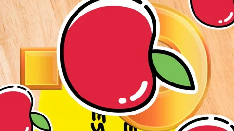Animation of question mark and apples over school items and keep your desk clean Stock Footage 312761360