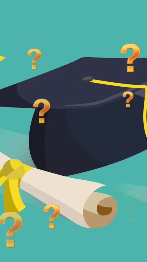 Animation of question mark and graduation cap on green background Video stock 324558295