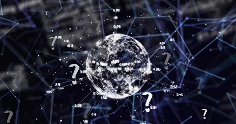 Animation of question mark icons over network of connections and data processing 動画素材 329692190