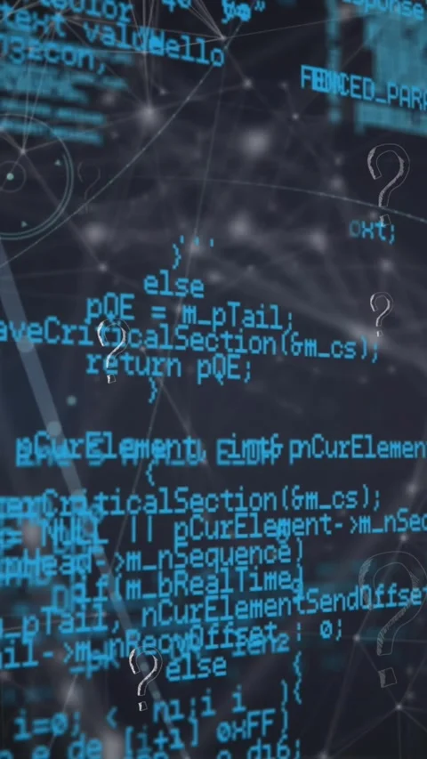 Animation of question mark icons over network of connections and data processing Stock Footage 343828033