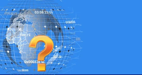 Animation of question mark over globe with data processing Stock Footage 330474103