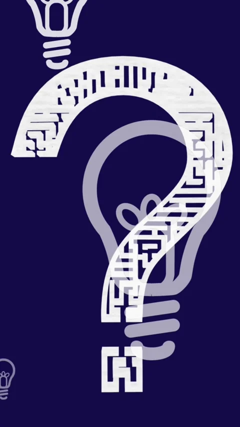 Animation of question mark over light bulbs on black background Stock Footage 342642495
