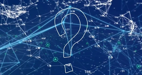 Animation of question mark over network of connections with data processing on 動画素材 328254846