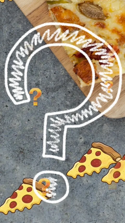 Animation of question mark over pizza icons Stock Footage 344635819