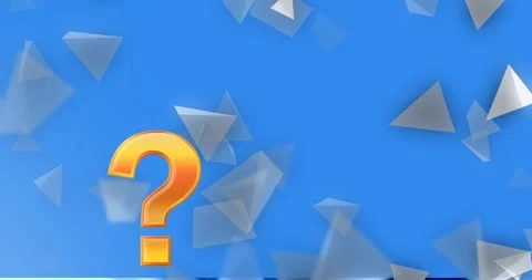 Animation of question mark symbol over 3d triangles against blue background Stock Footage 328412865