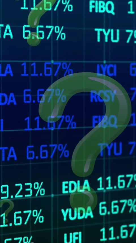 Animation of question mark symbols, grid pattern and trading board over abstract Stock Footage 344766152