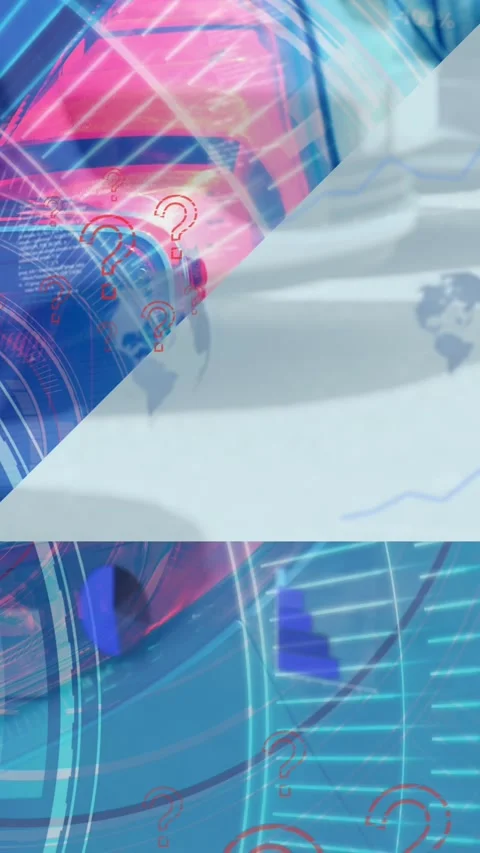 Animation of question marks and data over car light Stock Footage 344636843