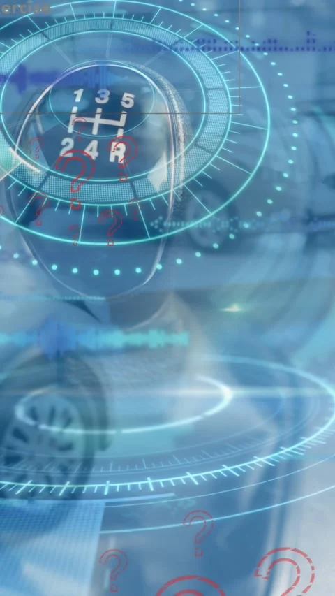 Animation of question marks, data processing and gear over cars 動画素材 320854380