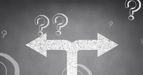 Animation of question marks over arrows ... | Stock Video | Pond5