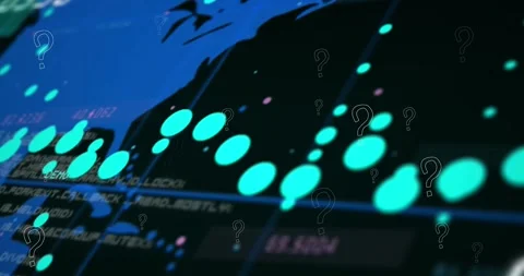 Animation of question marks over data processing 動画素材 326305891