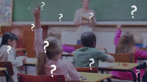 Animation of question marks over diverse... | Stock Video | Pond5