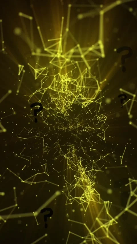 Animation of question marks over network of connections on black background Stock Footage 343504125