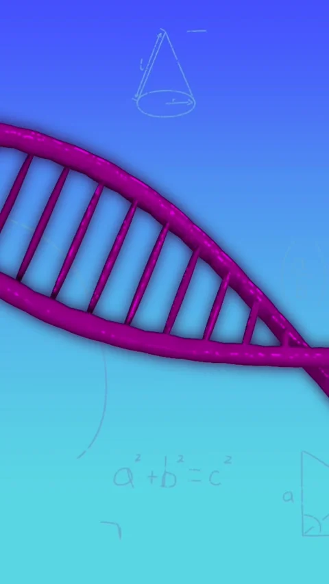 Animation of r dna and math formulas on blue background Stock Footage 342676347