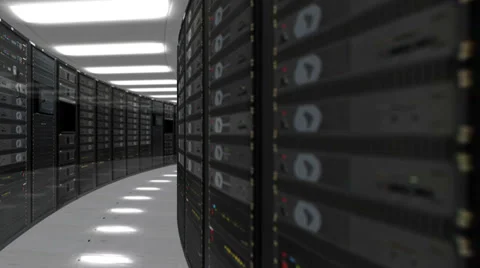 Animation of rack servers in data center 4k quad hd ultra resolution Stock Footage