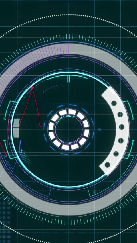 Animation of radar and computer language over multiple graphs moving on grid Stock Footage 342010706