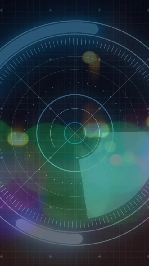 Animation of radar, computer language, graphs over lens flare and moving Stock Footage 344524934