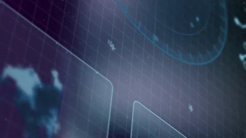 Animation of radar, globe and computer language over abstract background Stock Footage 312916171