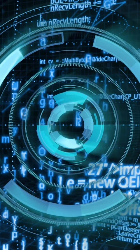Animation of radar spinning over binary codes and programming language Stock Footage 342010707