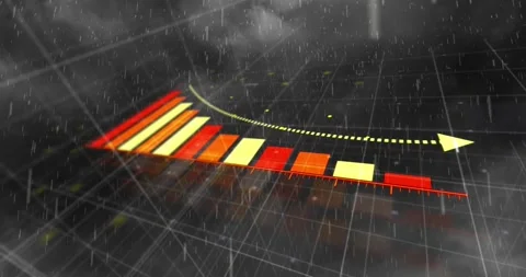 Animation of rain falling over statistical data processing over grid network Stock Footage 328311771