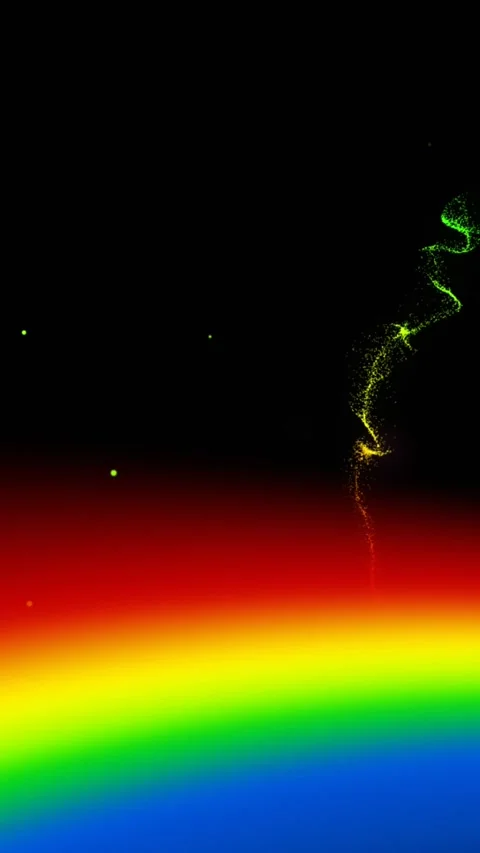 Animation of rainbow and colourful light trail moving on black background Stock Footage 341952940