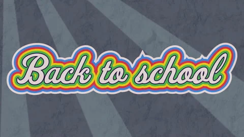 Animation of rainbow back to school text over red pattern background Stock Footage 307575723