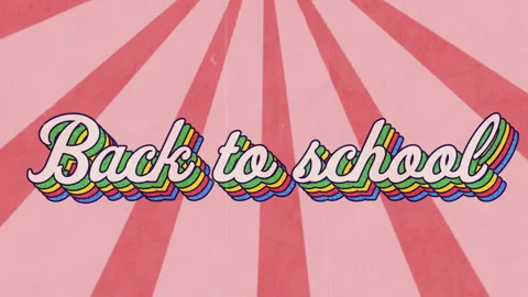 Animation of rainbow back to school text over pink pattern background Stock Footage 307575730