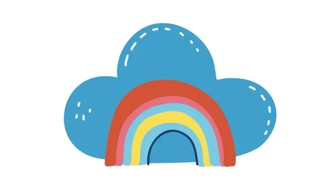 Animation of rainbow emerging from blue cloud Stock Footage 348194210