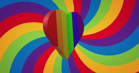 Animation of rainbow heart over rainbow background Vídeo Stock 329488328