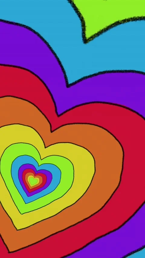 Animation of rainbow heart pulsating on seamless loop Stock Footage 342594986