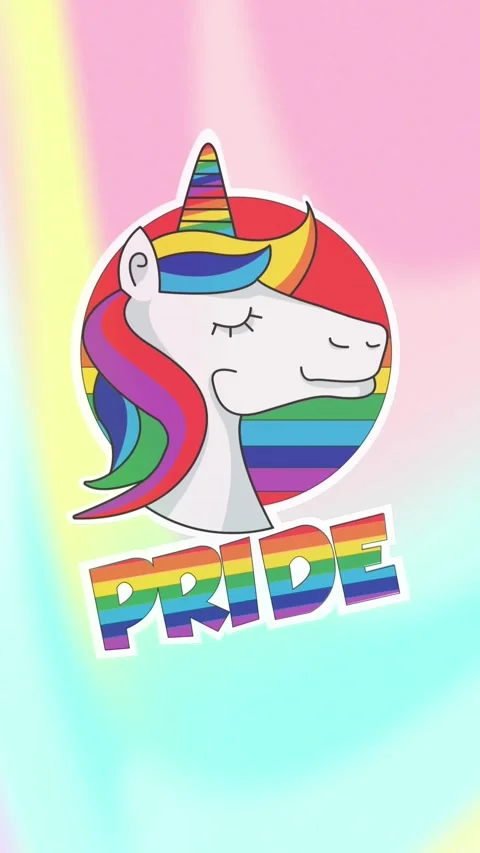 Animation of rainbow pride and unicorn over colorful pastel background Stock Footage 342136822