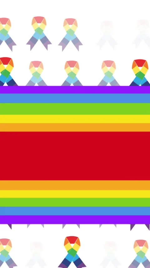 Animation of rainbow ribbon and lines over rainbow ribbons Stock Footage 324557985