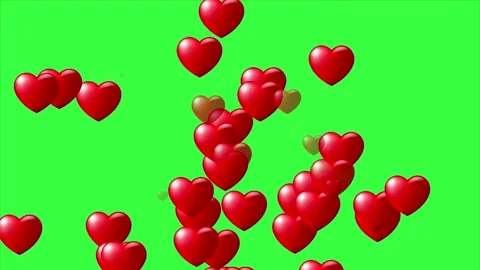 Animation of raining hearts on green screen, suitable for valentine's day Stock Footage 260118936