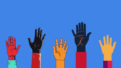 Animation of raised hands. Stock Footage 243128313