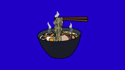 Animation of ramen on blue background Vidéo 329031323