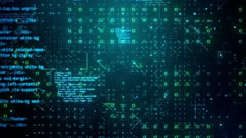 Animation random colored computer code strings Stock Footage 133537230