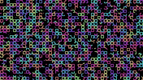 Animation of random colorize small square shapes pattern on black background Stock Footage 267956471