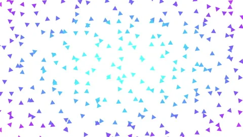 Animation of random moving and rotating radial colorize small triangle shapes Stock Footage 262380982