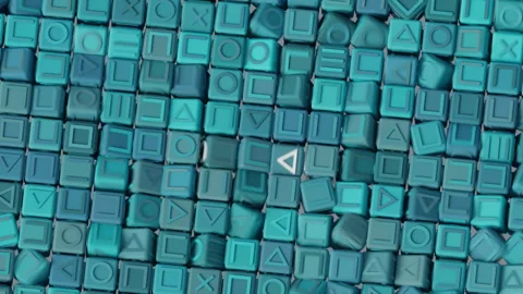 Animation of randomly rotating geometric objects 스톡 동영상 265734516