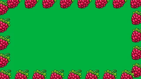 Animation of raspberries moving around the side of the green screen Stock Footage 319872599