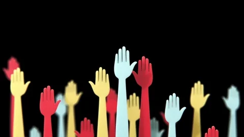 Animation of reaching colorful hands Video stock 86133150