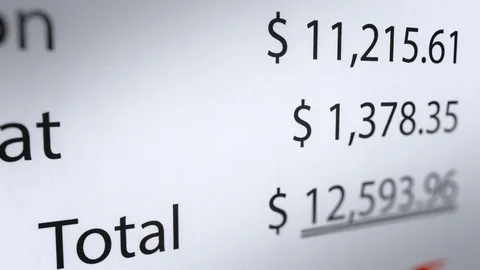 Animation of  Receipt Paper With Total Amount and Profit Text Stock Footage 122737378