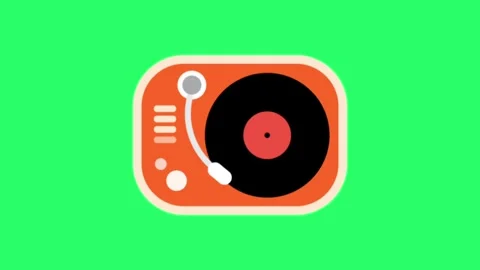 Animation record player on green background. Stock Footage 252995587